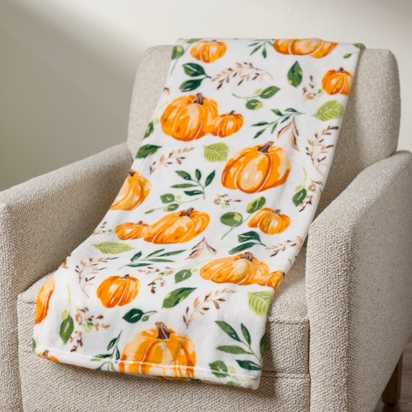 Plush Fall Pumpkin Throw