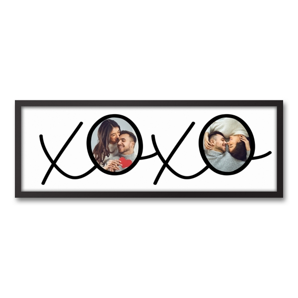 Black XOXO Personalized Framed Canvas Wall Plaque