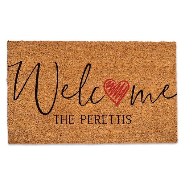 Personalized Welcome Heart Coir Doormat