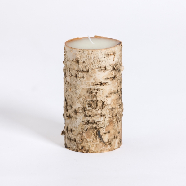 Birch Tree Bark Pillar Candle