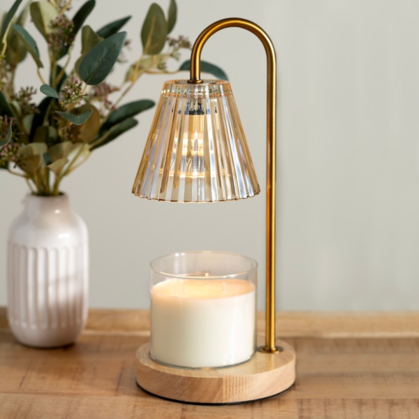Gold Glass Shade Candle Warmer Lamp | Kirklands Home