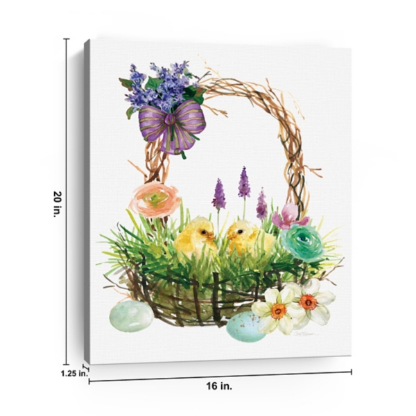 Spring Chicks in a Basket Canvas Art Print