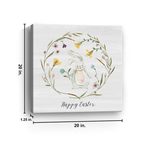 Happy Easter Bunny Wreath Canvas Art Print