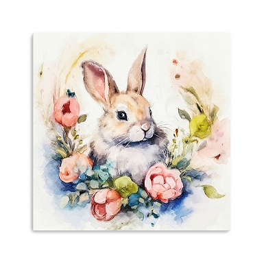 Bunny Rabbit Spring Flowers Overglaze Ceramic Decals