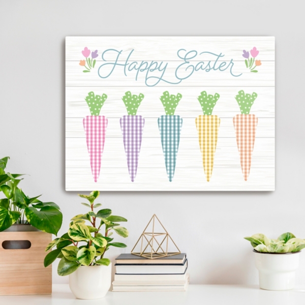 Happy Easter Plaid Carrots Canvas Art Print