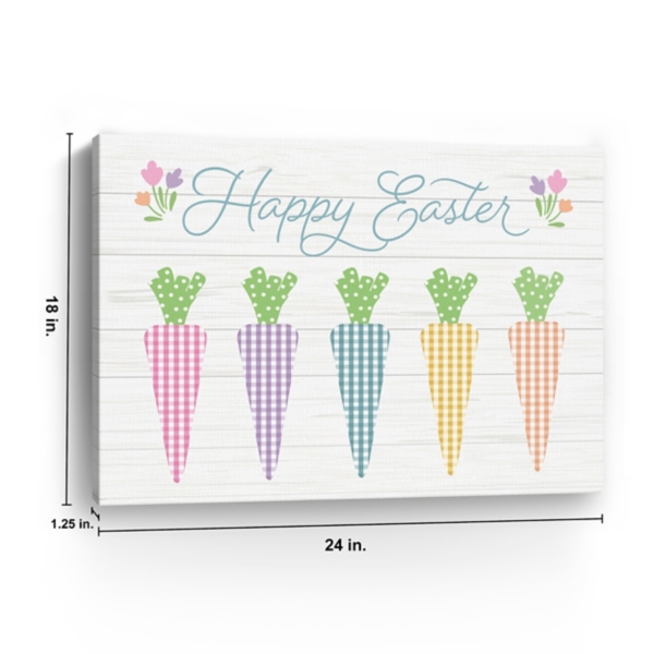 Happy Easter Plaid Carrots Canvas Art Print