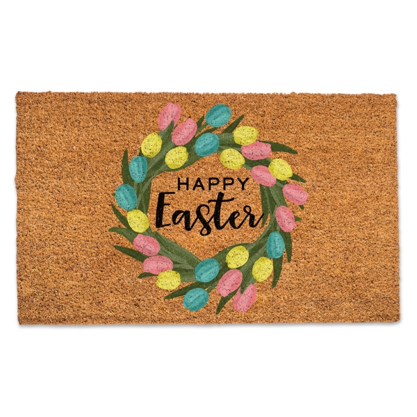 Happy Easter Egg Wreath Doormat