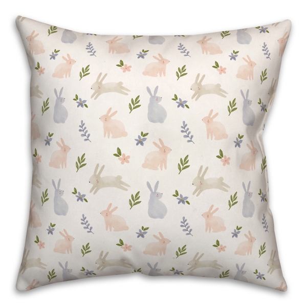 Pastel Botanical Bunnies Indoor/Outdoor Pillow