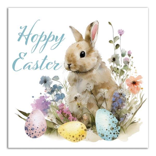 Vintage Hoppy Easter Floral Canvas Art Print