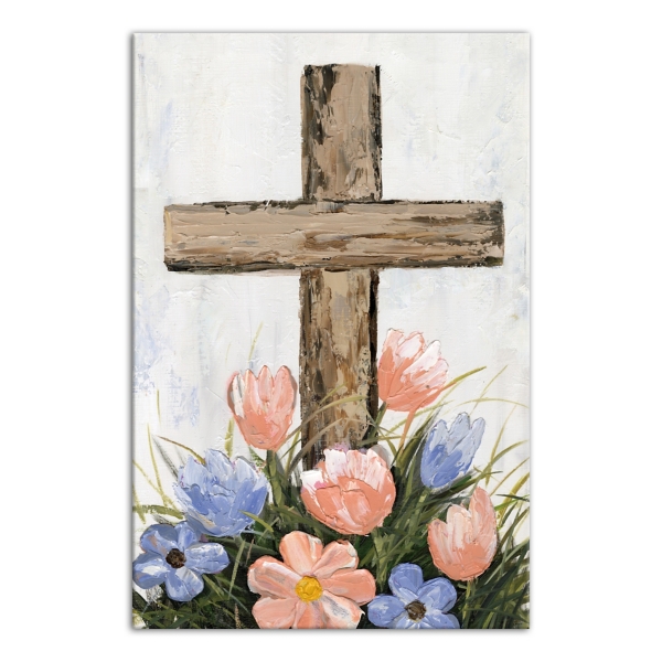 Floral Easter Cross Canvas Art Print | Kirklands Home