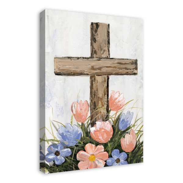 Floral Easter Cross Canvas Art Print