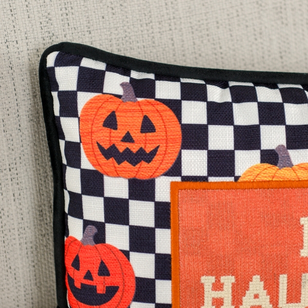 Haunt Mess Needlepoint Halloween Lumbar Pillow