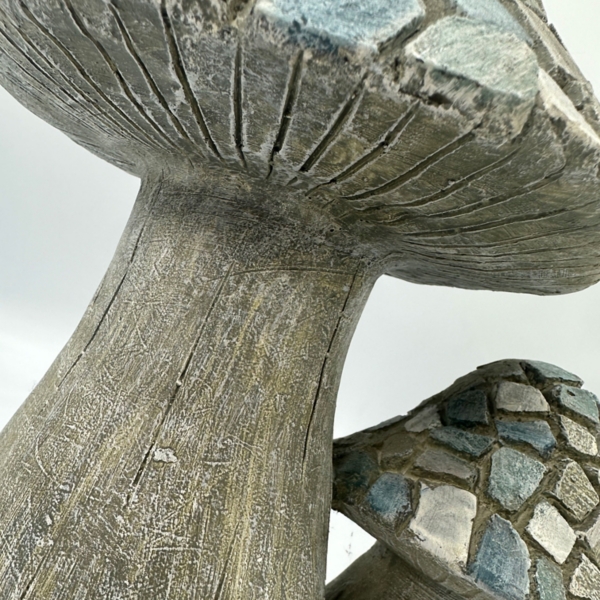 Blue Mosaic Mushrooms Outdoor Statue