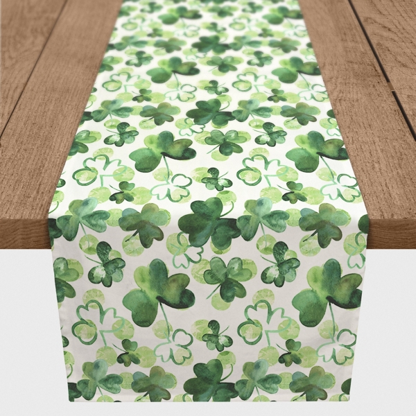 Watercolor Clovers Table Runner