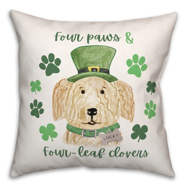 Four Paws Four-Leaf Clovers Indoor/Outdoor Pillow