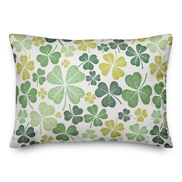 Green Shamrocks Indoor/Outdoor Lumbar Pillow