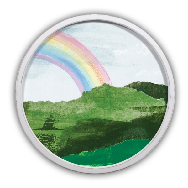 Round Irish Rainbow White Framed Art Print