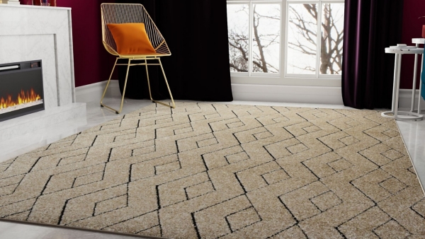 Tan Modern Chevron Area Rug, 5x7