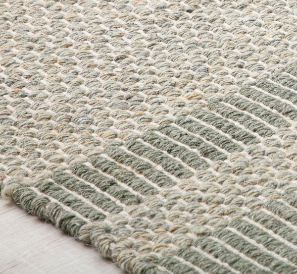 Olive Striped Border Area Rug