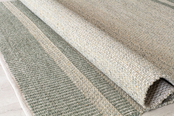 Olive Striped Border Area Rug