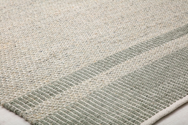 Olive Striped Border Area Rug