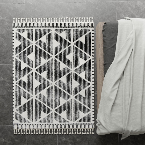 Black & White Geometric Shag Area Rug, 5x7 Kirklands Home