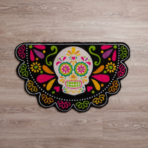 Sugar Skull Day of the Dead Scalloped Doormat