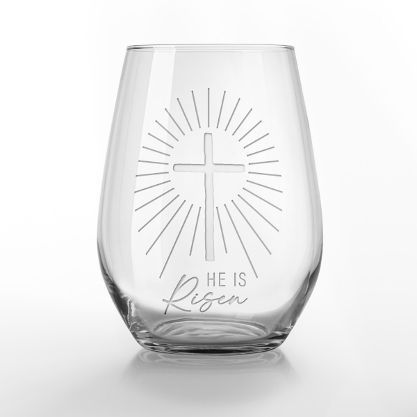 He is Risen Engraved 2-pc. Stemless Wine Glass Set