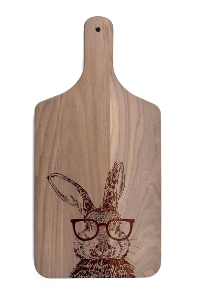 Bunny Glasses Walnut Cutting Board