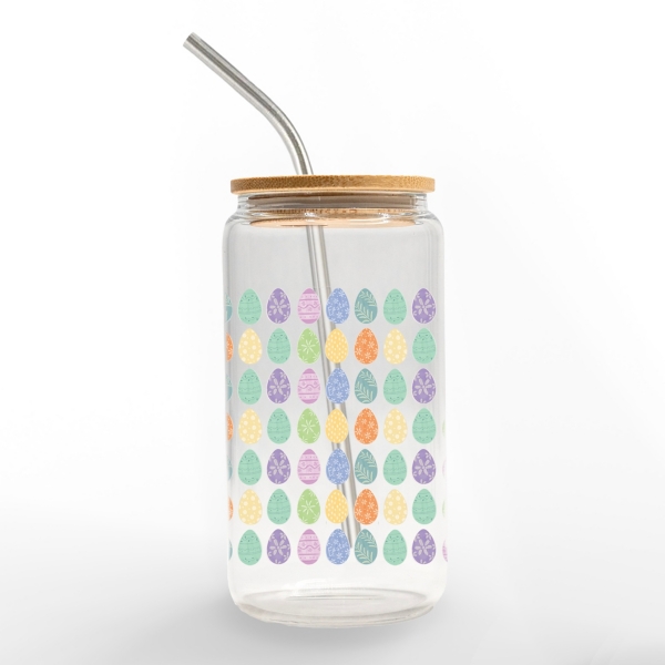 Pastel Egg Pattern Glass Tumbler