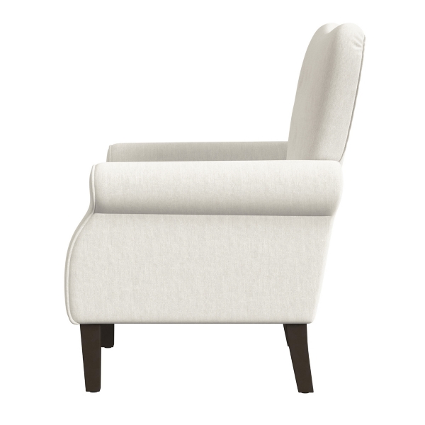 Cream Button-Tufted Rolled Arm Accent Chair