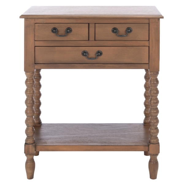 Brown Farmhouse 3-Drawer Console Table