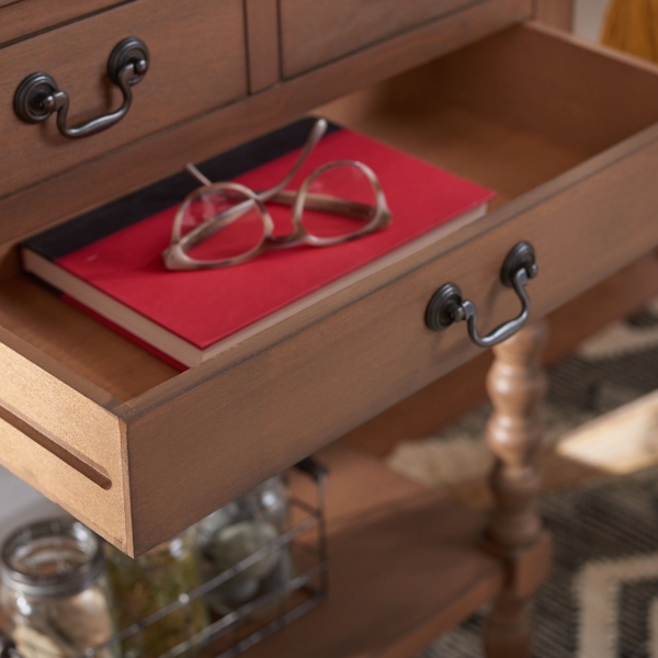 Brown Farmhouse 3-Drawer Console Table