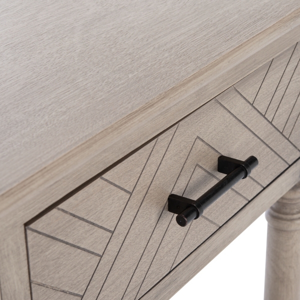 Greige Chevron 2-Drawer Console Table