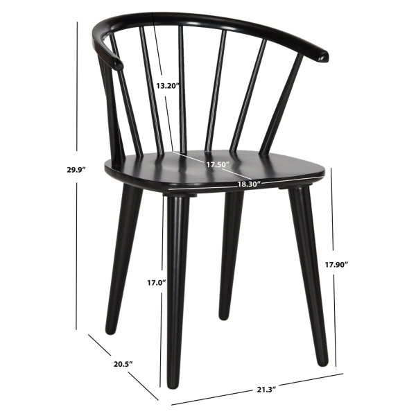 Black Wood Curved Spindle Dining Chairs, Set of 2