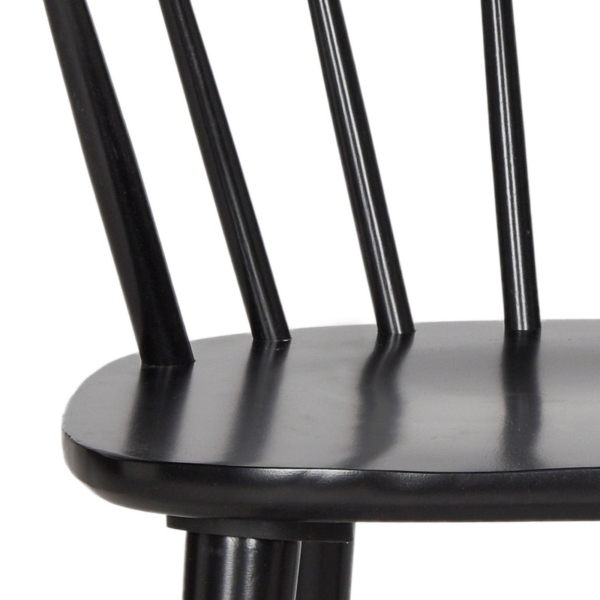 Black Wood Curved Spindle Dining Chairs, Set of 2