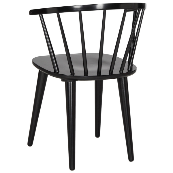 Black Wood Curved Spindle Dining Chairs, Set of 2