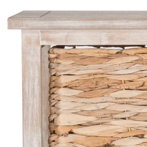 Whitewashed Storage Tower with Woven Baskets