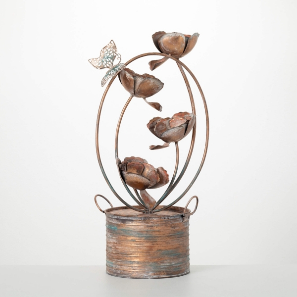 Copper Flower & Butterfly Outdoor Fountain Kirklands Home