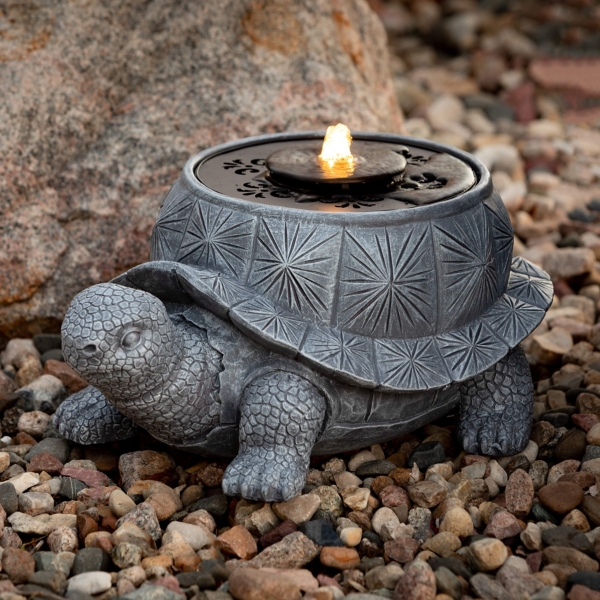 Kirklands Gray Resin Tortoise Outdoor Fountain Hamilton Place