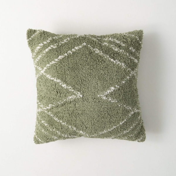 Green Diagonal Lines Chenille Pillow