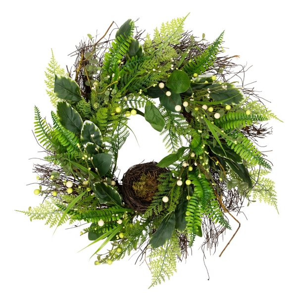 Green Foliage Bird Nest Wreath