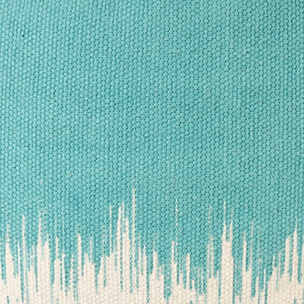 Turquoise Jagged Linear Pouf with Handle