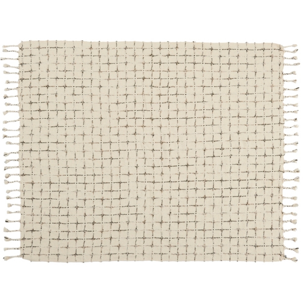 Natural Woven Grid Throw