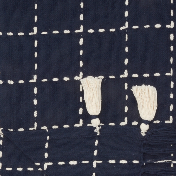 Navy Blue Woven Checkered Throw