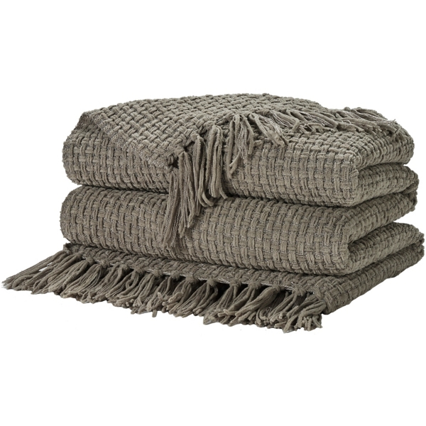 Gray Woven Waffle Knit Chenille Throw