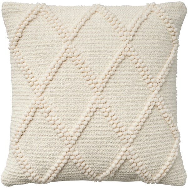 Ivory Diamond Lattice Throw Pillow