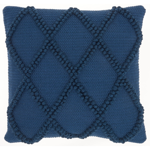 Navy Diamond Lattice Throw Pillow
