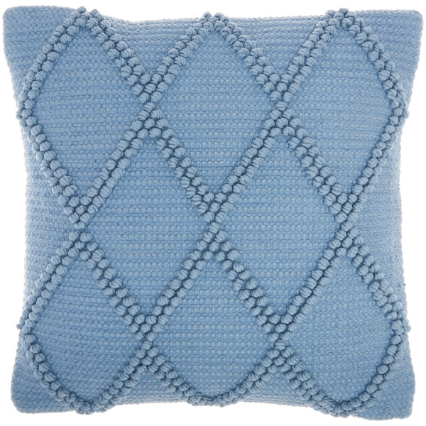 Ocean Blue Diamond Lattice Throw Pillow