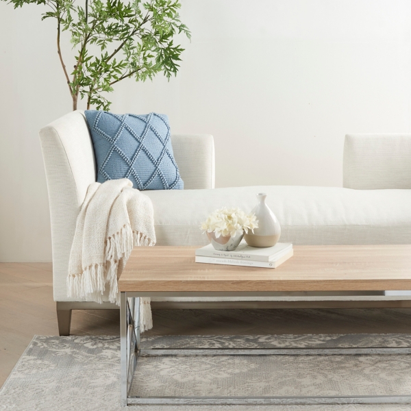 Ocean Blue Diamond Lattice Throw Pillow